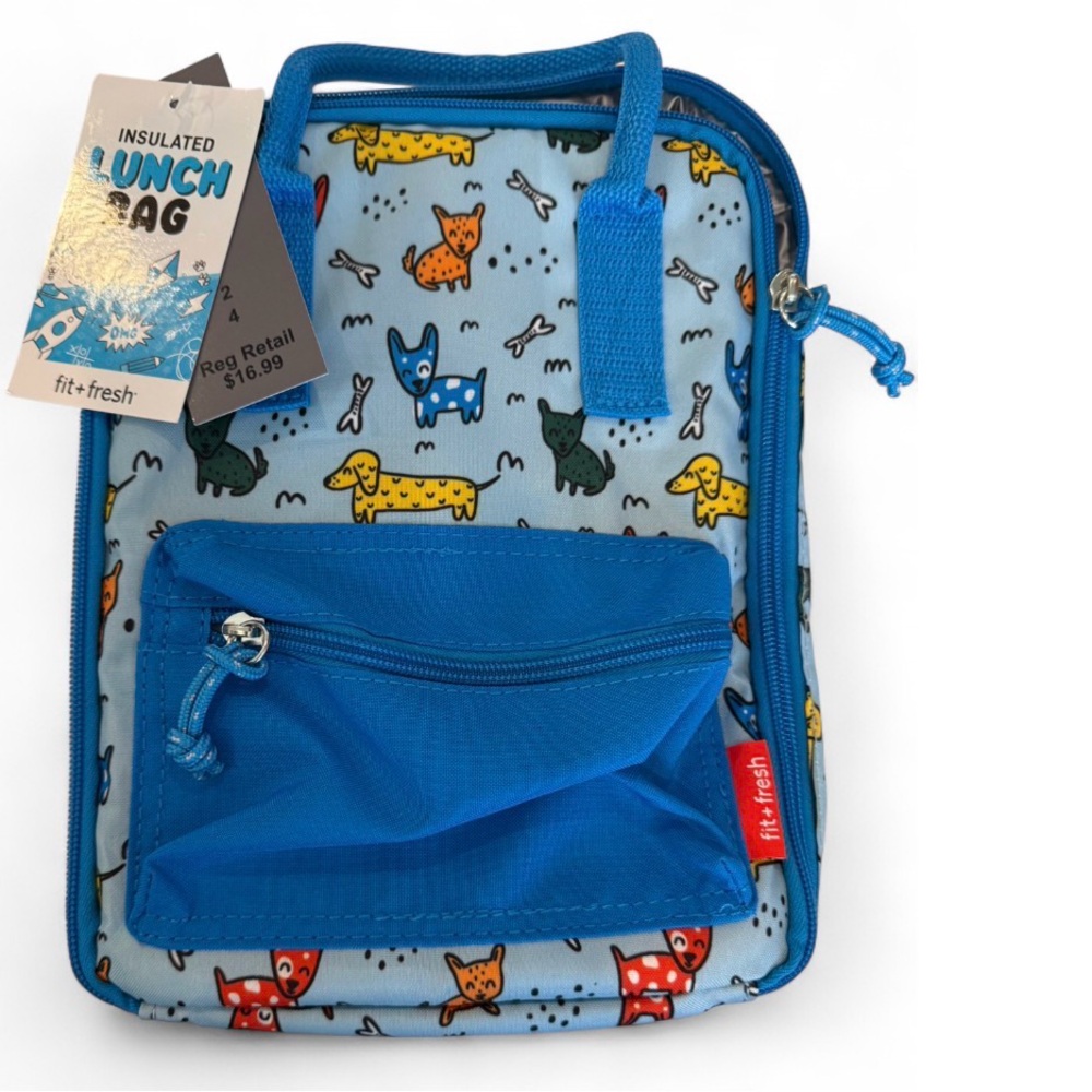 Fit + Fresh Insulated Lunch Bag with Dog Print NWT